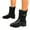 Black, variant on Womens Lace Up Mid Calf Boots Comfortable Non Slip Wide Toe Box Combat Booties Chunky Low Heel Slip On Motocycle Boots Brown Size 6.5