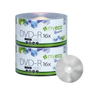MyEco 100 Pack DVD-R DVDR 16X 4.7GB/120Min Logo Top Write Once Blank Media Record Disc