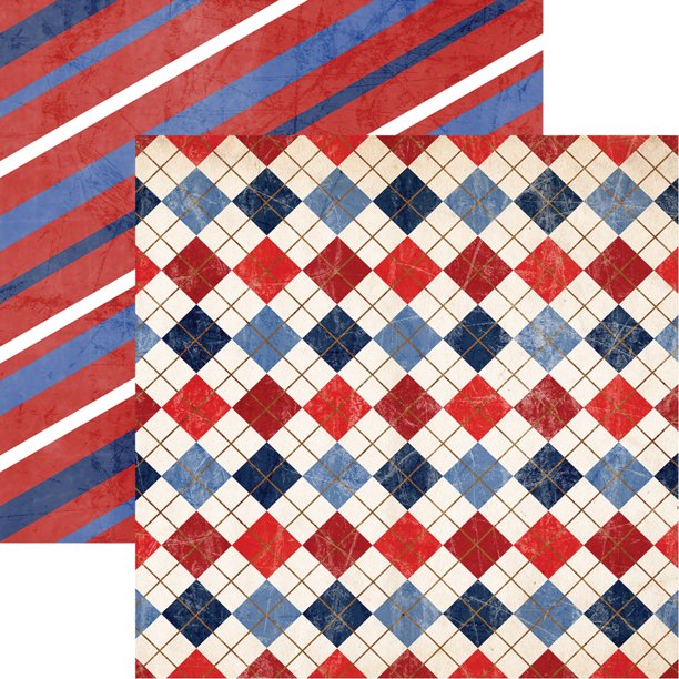 American Vintage DoubleSided Cardstock 12"X12"Red, White & Blue