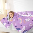 thumbnail image 3 of Manfei Lovely Unicorns Twin Comforter Sets,Sweet Floral Pattern Bedding Set,Purple,Polkadot Reversible,2pcs,1 Comforter and 1 Pillowcase, 3 of 7