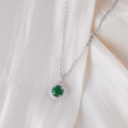 thumbnail image 3 of Round Green Jade Pendant Necklace for Women, Alloy with Rhinestone Halo Elegant Jewelry Gift, 3 of 6