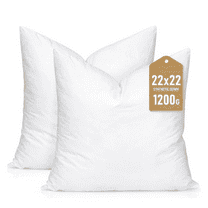 Synthetic Down Pillow Insert, 22x22 Down Alternative Throw Pillow Insert. Ultra Soft Fluffy Sleeping Pillow with 100% Cotton Cover, Decorative Pillows Set of 2-White.