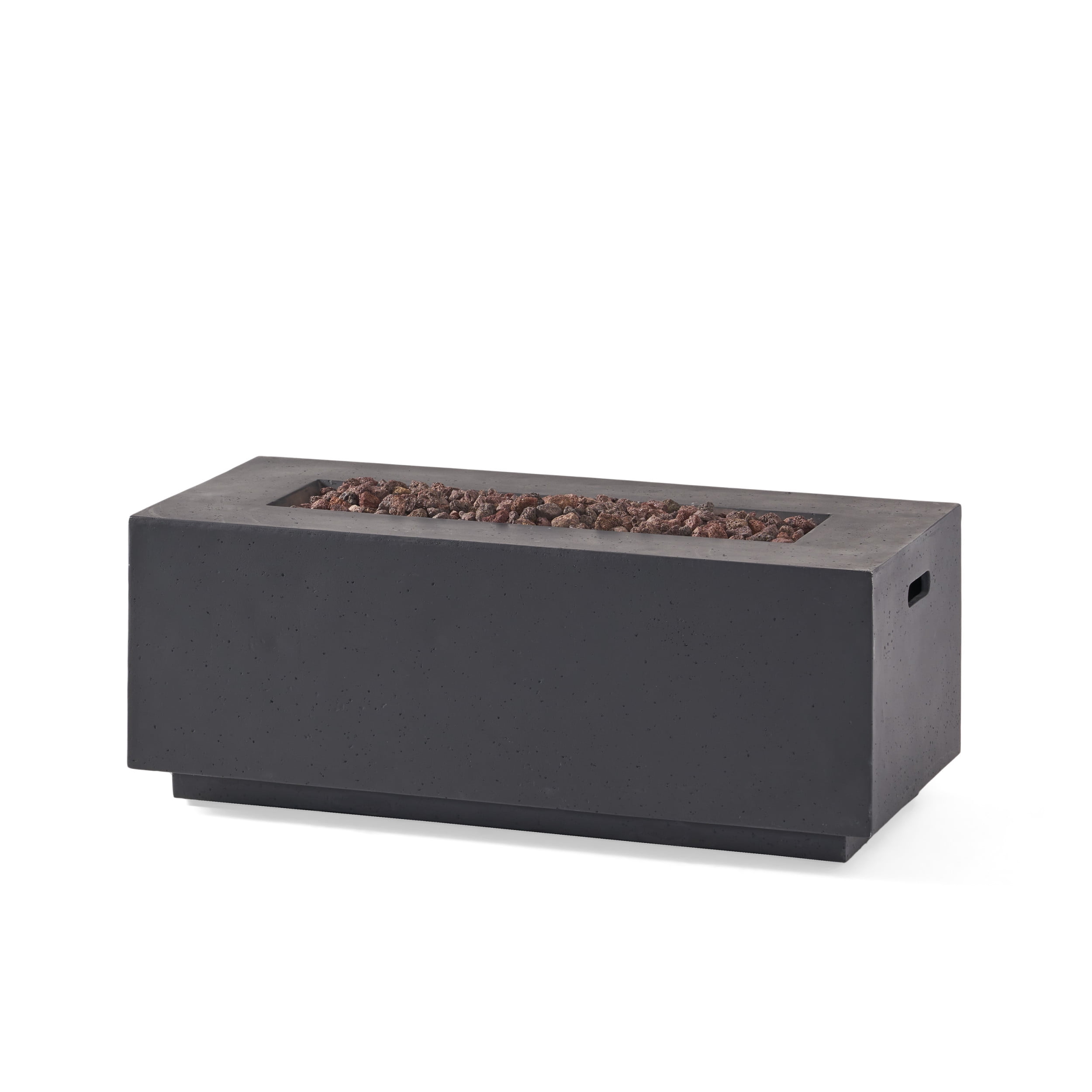 Mayfair Lightweight Concrete Outdoor 40,000 BTU Rectangular Fire Pit (No Tank Holder), Dark Gray