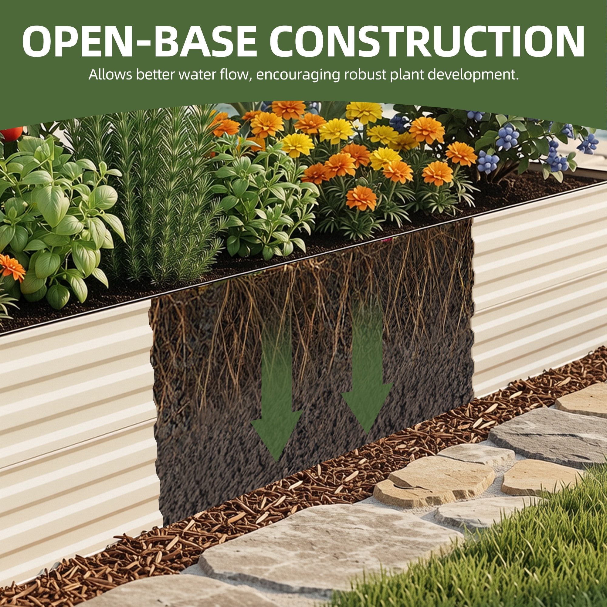 Uforic Galvanized Raised Garden Bed Kit, Metal Planter Box with Gloves, Metal Raised Garden Beds for Vegetables,Cream,8x4x2ft