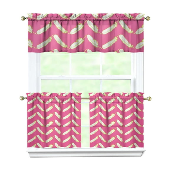 Farmhouse Kitchen Curtains Boho Chic 3-Piece Set Vintage Ethnic Tier and Valance Light Filtering Rustic Rod Pocket Curtains for Home Decor