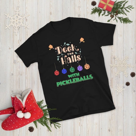 Deck The Halls With Pickleballs Funny Pickleball Holiday Graphic Shirt,for unisex up to size 5XL