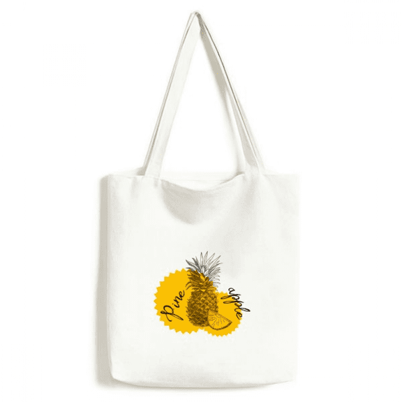 Yellow Pineapple Drawing Fruit Tote Canvas Bag Shopping Satchel Casual Handbag