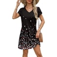 thumbnail image 3 of Women’s Summer Sundress with Pockets Short Sleeve V Neck Swing Midi Dress Casual Loose Fit Vacation Beach Dress, 3 of 6