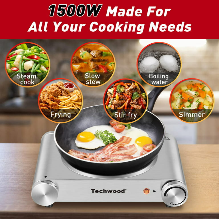 Techwood Hot Plate Single Burner for Cooking, 1200W Portable Infrared  Electric Stove with Adjustable Temperature, 7.5” Cooktop for Dorm  Home/RV/Camp