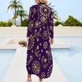 thumbnail image 5 of 2024 Gold Paisley Chiffon Dress Swirl Chain Print Kawaii Dresses Womens Long Sleeve Street Style V Neck Design Oversized Casual Dress, 5 of 7