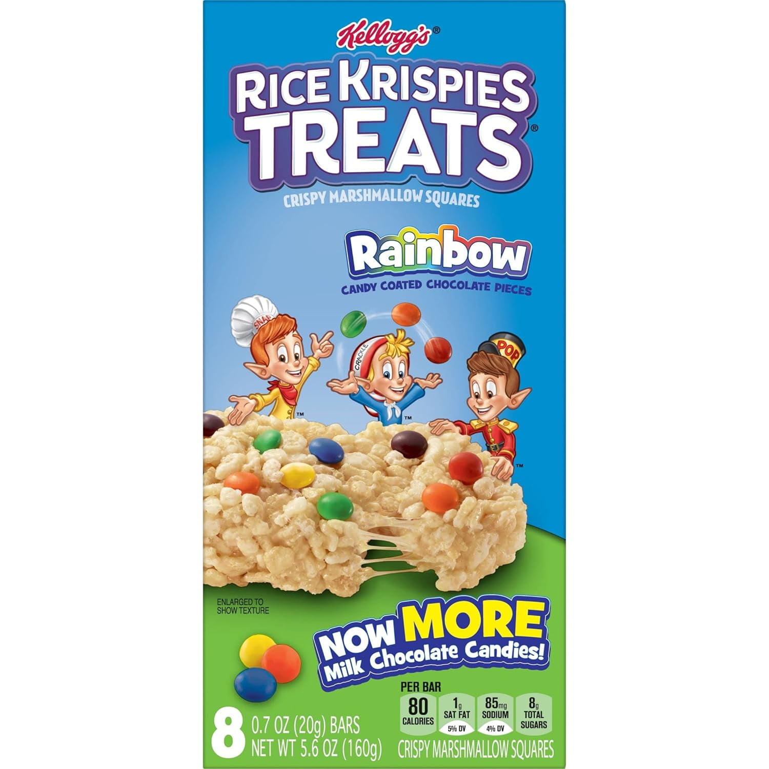 (10 pack) Kelloggs Rice Krispies Treats Rainbow with Candy Coated Chocolate Pieces, 5.6 oz, 8 Bars
