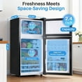 thumbnail image 3 of Mini Fridge with Freezer, 2.4 Cu.ft Compact Dual-Door Refrigerator for Bedroom, Dorm, Office, Silver, 3 of 7