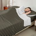 thumbnail image 4 of Castle Fairy Classic Geometric Stripe King Sheets 4pcs,Minimalist Vertical Band Bedding,Beige Black,1 Flat Sheet, 1 Fitted Sheet and 2 Pillowcases, 4 of 7