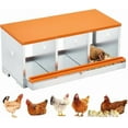 thumbnail image 1 of Bingirl Nesting Boxes for Chickens, 3 Compartment Metal Chicken Nesting Box with Swing Perch, Rollout Egg Collection, Wall Mountable Chicken Nesting Boxes for Laying Eggs, 1 of 6