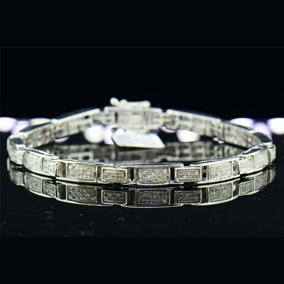 Bracelets Men's Tennis 6 CT White Moissanite Round Cut 14K White Gold Plated