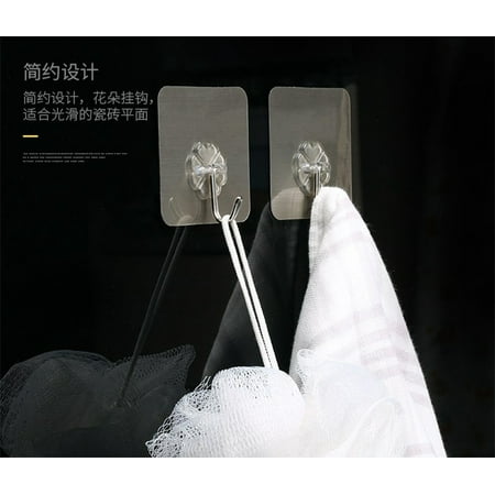 

10pcs Wall Hook Bathroom Adhesive Hanger Hanger Transparent No-trace Transparent No-trace Hook Kitchen PVC Wall Holder