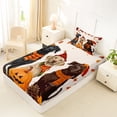 thumbnail image 4 of Homewish Vintage Halloween Dog Twin Sheets,Autumn Pumpkin Lantern Bedding,Cream,3-Piece,1 Fitted Sheet and 1 Pillowcase, 4 of 6