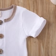 thumbnail image 6 of GXFC Newborn Baby Summer Romper Little Girl Solid Color Short Sleeve Knitted Button Up Solid Color Organic Cotton Kids One Piece 0-18M, 6 of 9