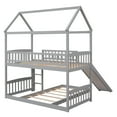 thumbnail image 5 of Churanty Twin Over Twin Bunk Bed with Slide, House Bunk Bed with Slide, Playhouse Bed for Kids Girls Boys,Gray, 5 of 12