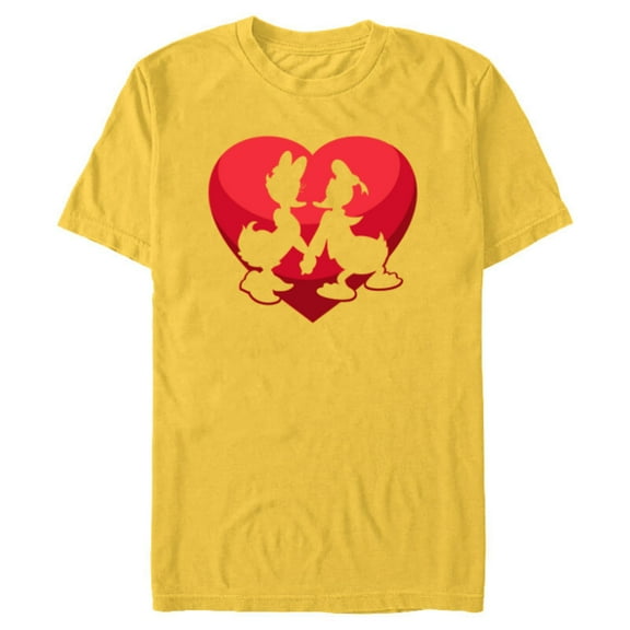 Disney Donald and Daisy Duck Valentine's Day Heart - Short Sleeve Blended T-Shirt for Adults - Customized-Yellow