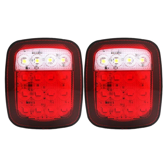 2PCS LED Tail Lights with Reverse Brake Turn Signal, IP65 Waterproof Rear Tail Light for Jeep Wrangler YJ TJ CJ Trucks Trailers RVs (Red Lens)