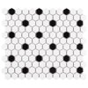 SomerTile Metro Hex Matte White with Black Dot 10-1/4 in. x 11-3/4 in. x 6 mm Porcelain Mosaic Tile (8.65 sq. ft. / case)