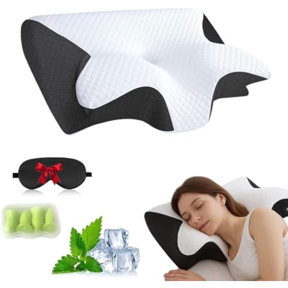 Pillows, Neckhaven Pillow Hospitality Collection, Premium Necks & Posture Support, Ergonomic Memory Foam Pillows, Contoured Support Pillow for Side Back Stomach Sleepers (Black)