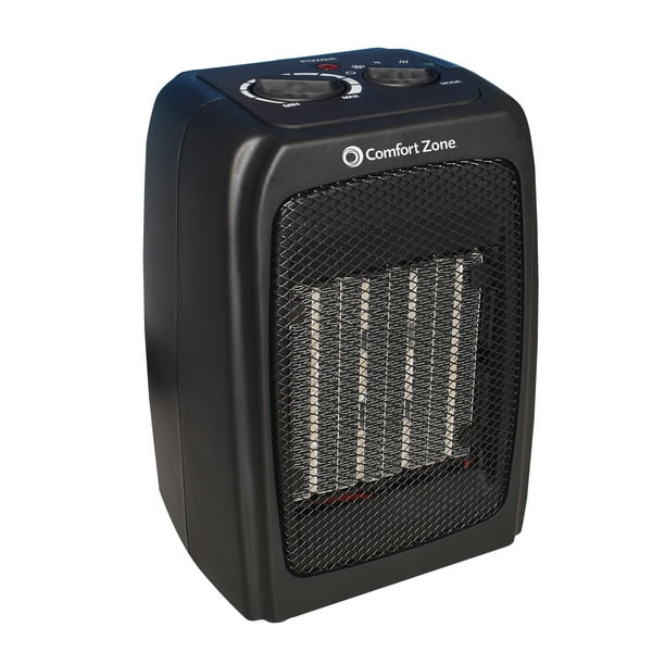 Comfort Zone 750 1500 Watt Energy Save Ceramic Heater Black Walmart Com