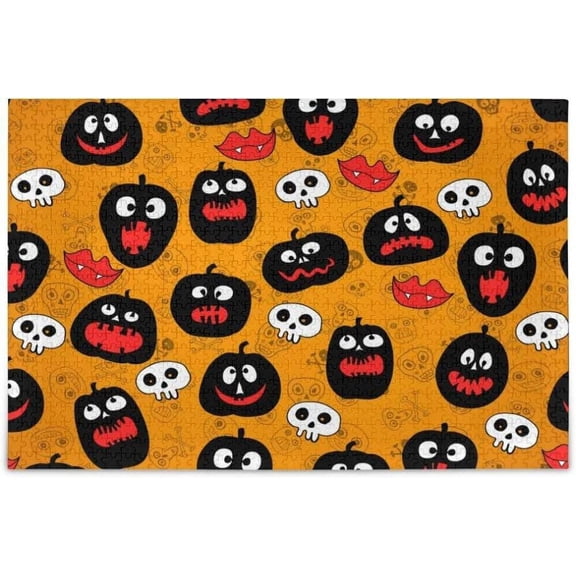 Coolnut Halloween Puzzle 500 Pieces Wooden Puzzle Artwork Jigsaw Puzzle Home Decor, 20.5 x 14.9 Inch