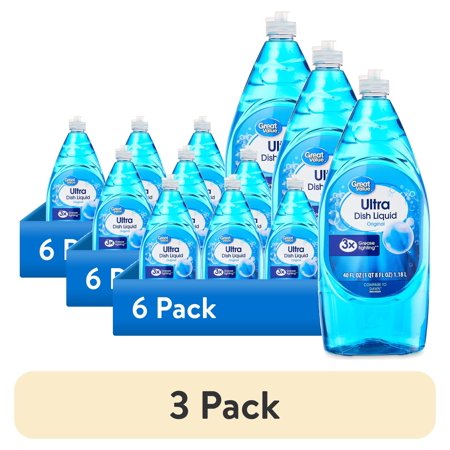 (3 pack) Great Value Ultra Dish Liquid, Original, 40 fl oz