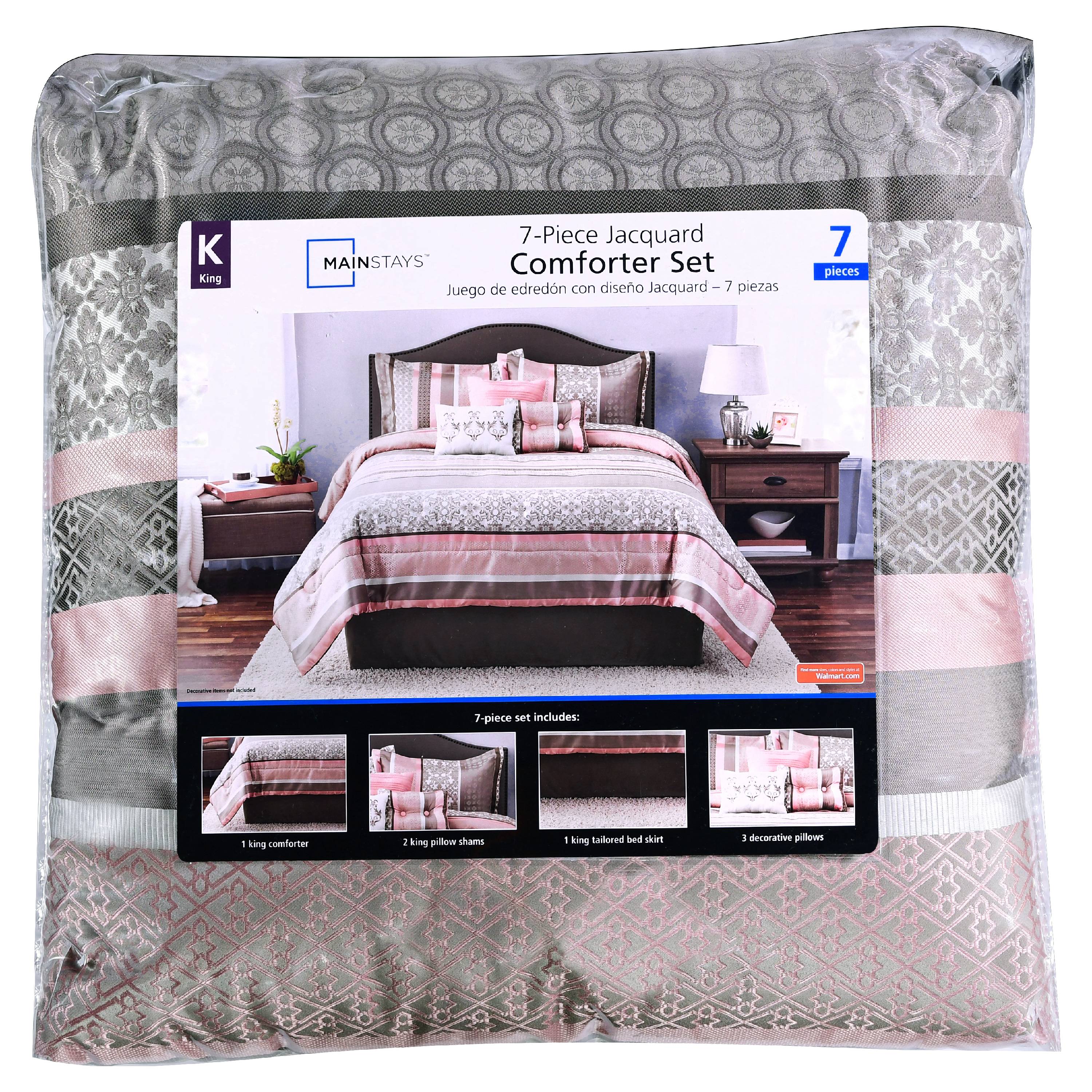 Mainstays King Jacquard Multi Color Stripe Comforter Set 7 Piece