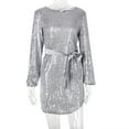 thumbnail image 5 of Ihenglixing 50% Off Clear ! Plus Size Dresses 3X Dressy Dresses for Women M Women'S Sexy Round Neck Long Sleeve Sequined Cocktail Fashion Silver, 5 of 8