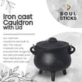 thumbnail image 3 of SOUL STICKS Reusable 6 Cast Iron Cauldron with Lid and Hanging Handle for Spell Casting, Smudging, Ritual & Blessings Pot Belly Witchcraft (Tree of Life), 3 of 7