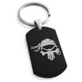 thumbnail image 1 of Stainless Steel Pirate Bandit Skull Engraved Dog Tag Keychain Keyring, 1 of 1