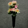 thumbnail image 1 of 1 Pc, Dahlia & Rose Memorial Cone Arrangement In Pink For Spring/For Mother'S Day Decor - Cone, 1 of 5