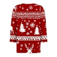 thumbnail image 4 of Feancey Women's Tops 3/4 Length Sleeve Blouses Dressy Casual Christmas Tree Graphic Tees Button Up V Neck Tunic Tops Trendy Henley Shirts Red M, 4 of 5
