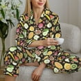 thumbnail image 6 of Lsque Fruits Pattern Long Sleeve Pajama Set for Women - Soft 2-Piece Sleepwear and Loungewear Set with Pockets, Comfy Nightwear-Large, 6 of 7