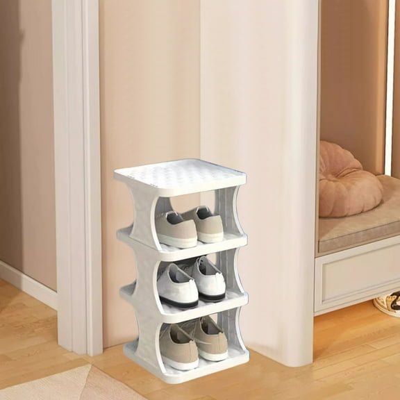 Vertical Shoe Rack - Tall Narrow Shoe Rack Organizer for Small Spaces,4 Tier Shoen Shelf for Entryway,Closet,Corner,Doorway,Skinny Shoe Shelf Space Saving Shoe Storage,Free Stackable