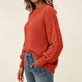 thumbnail image 5 of Women's Chunky Knit Pullover Sweater with Crew Neck, Loose Thick Warm Casual Long Sleeve Top, for Fall Winter Daily Wear, Home Comfort or Cozy Outings Brick Red S, 5 of 5