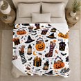 thumbnail image 5 of Playful Trick-Or-Treat decorative motif Collecting autumn celebration, Warm Flannel Blanket for Living Room and Family Room, Festive autumn celebration Scene, Art Lovers autumn celebration Gift, 5 of 9