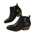 thumbnail image 5 of Ankle Boots for Women Chunky Low Heel Round Toe Side Zipper Booties Women's Trendy Casual Outdoor Comfortable Warm Fall Winter Shoes Black 6.5, 5 of 8
