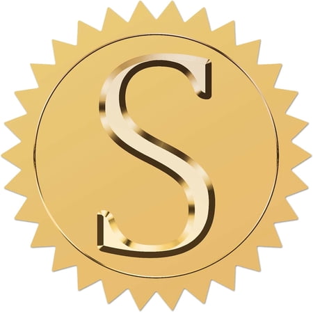100pcs Alphabets S Gold Foil Embossed Stickers 2" Letter Vintage Foil Self Adhesive Sticker Labels for Wedding Invitation Graduation Corporate Certificates Diplomas Gift Wrapping Decor colorful DIY