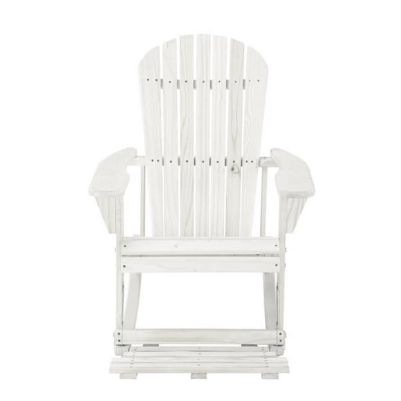 Collection Zéro Gravité Adirondack Chaise à Bascule avec Repose-Pieds Intégré&44; Blanc