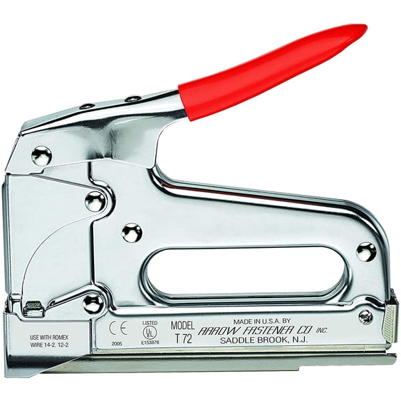 T72 Heavy Duty Wire and Cable Staple Gun, Manual Stapler for Installing Wiring for Telecommunications, Internet, and Computer Cables, uses T72 Insulated Staples