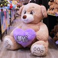 thumbnail image 3 of Pelucheria Oso Rechoncho Beige LOVE con corazon Morado, 3 of 5