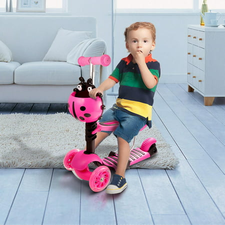 Margot 3 In 1 Child Kids 3-Wheel Adjustable Height Kick Scooter with LED Light Up Wheels for 3 Years Old and