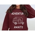 thumbnail image 6 of Adventure Awaits Sweatshirt, Cozy Camper Sweatshirt, Adventure Lover Gift, Travel Inspired Apparel, Camping Enthusiast Sweater (ForestGreen, 4XL), 6 of 11