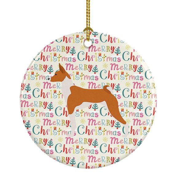 Basenji Merry Christmas Ceramic Ornament 2.8 in x 2.8 in