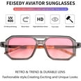 thumbnail image 6 of Vintage Square 70s Flat Aviator Sunglasses Women Men Classic Retro Stylish Frame UV400 Sunglasses B2622, 6 of 7