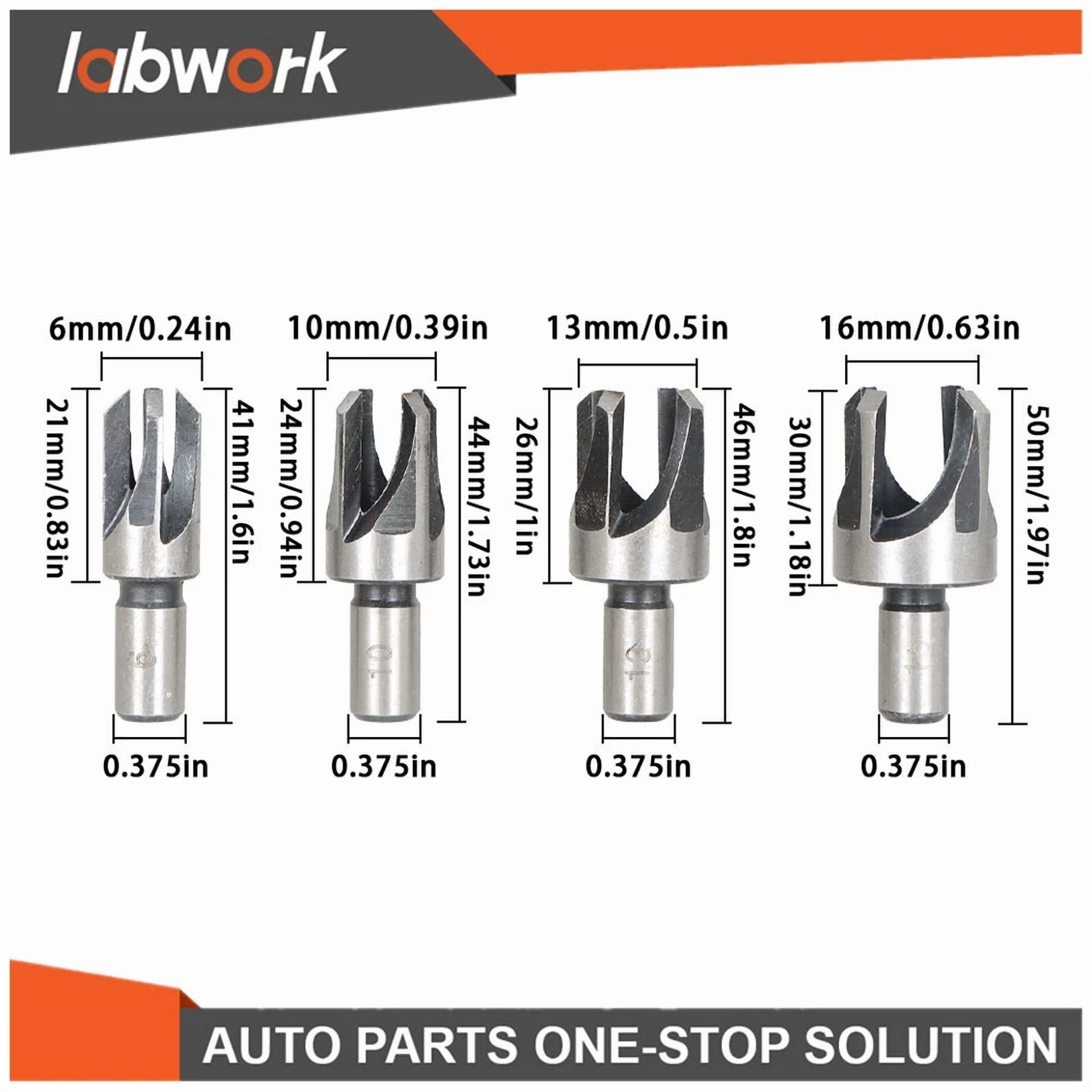 Labwork Carbon Steel Wood Plug Hole Cutter Dowel Maker Shank Drill Bit Set 8 Pcs